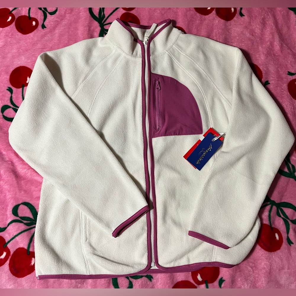 Aeropostale Women's Cream and Pink Ski Jacket